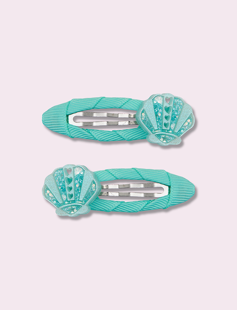 Cyan Shells Hair Clips
